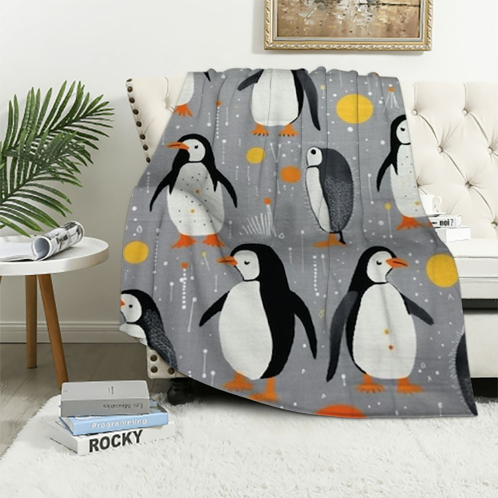 COMIO Penguins Blanket Gift for Boy Girl Penguin Throw Warm Cozy Soft