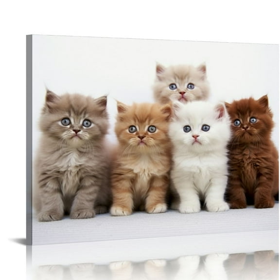 COMIO Persian Kittens Family Cat Fluffy Cat Canvas Prints Poster Wall Art For Home Office Decorations With Framed