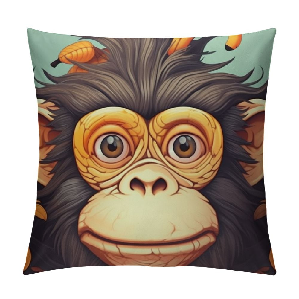COMIO Pillow Cases, Monkey Pattern Standard Pillowcase for Hair and