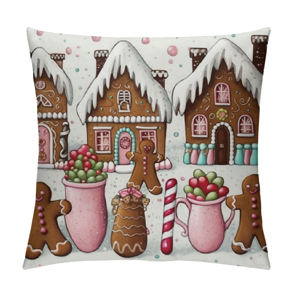 COMIO Pillow Cover Gingerbread Man, Gingerbread Man Christmas Pillows Decorative Throw Pillows