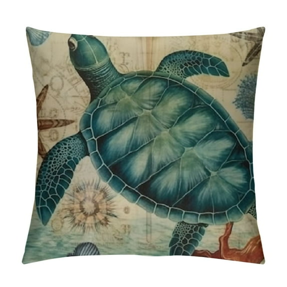 COMIO Pillow Cover Sea Turtle Square Throw Pillow Case Cushion Cover for Home Sofa Couch Living Room Decorative