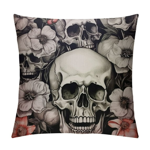 COMIO Pillow Cover, Sugar Skull Floral Black White Pillows Soft Decorative Square Couch Pillow Covers,Home Decor for Sofa Bedroom Car Couch