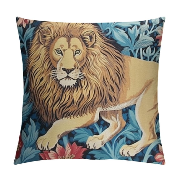 COMIO Pillow Cover William Morris Lion Decorative Jacquard Weave Tapestry Cushion Cover