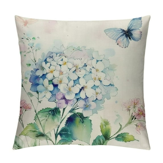 YANMS Pillow Covers Blue Hydrangea Flowers Home Spring Pillows Decorative Throw Pillows Floral Pillowcase Summer Decorations rmhouse Decor for