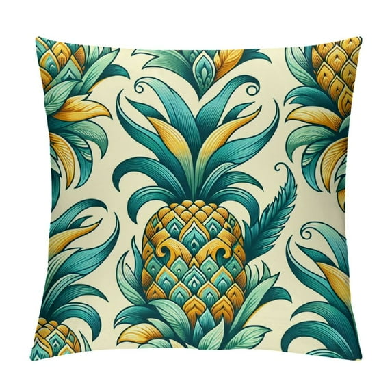 QZHH Pillow Covers, Cartoon Pineapple Decorative Throw Pillow Covers Tropical Pineapple Pattern Pillowcase Farmhouse Cushion Cases for Sofa Couch Outdoor Home Decorations