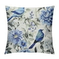 thumbnail image 1 of COMIO  Pillow Covers Colorful Watercolor Blue Hydrangea Hibiscus Iris Leaf and Bird Spring Flowers Pattern ,Standard Square Cushion Throw Cover for Couch Bedroom Living, 1 of 5