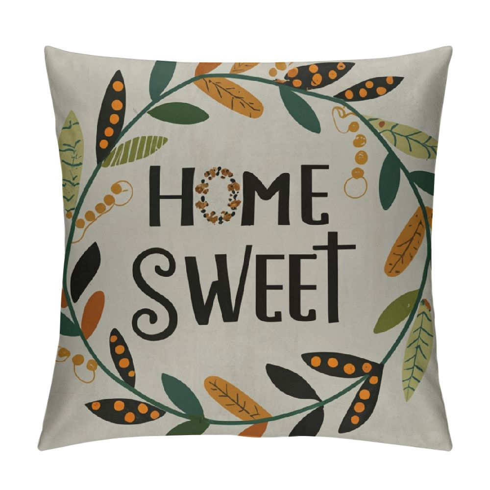 COMIO Pillow Covers Home Sweet Home Eucalyptus Wreath Bless Our Home ...