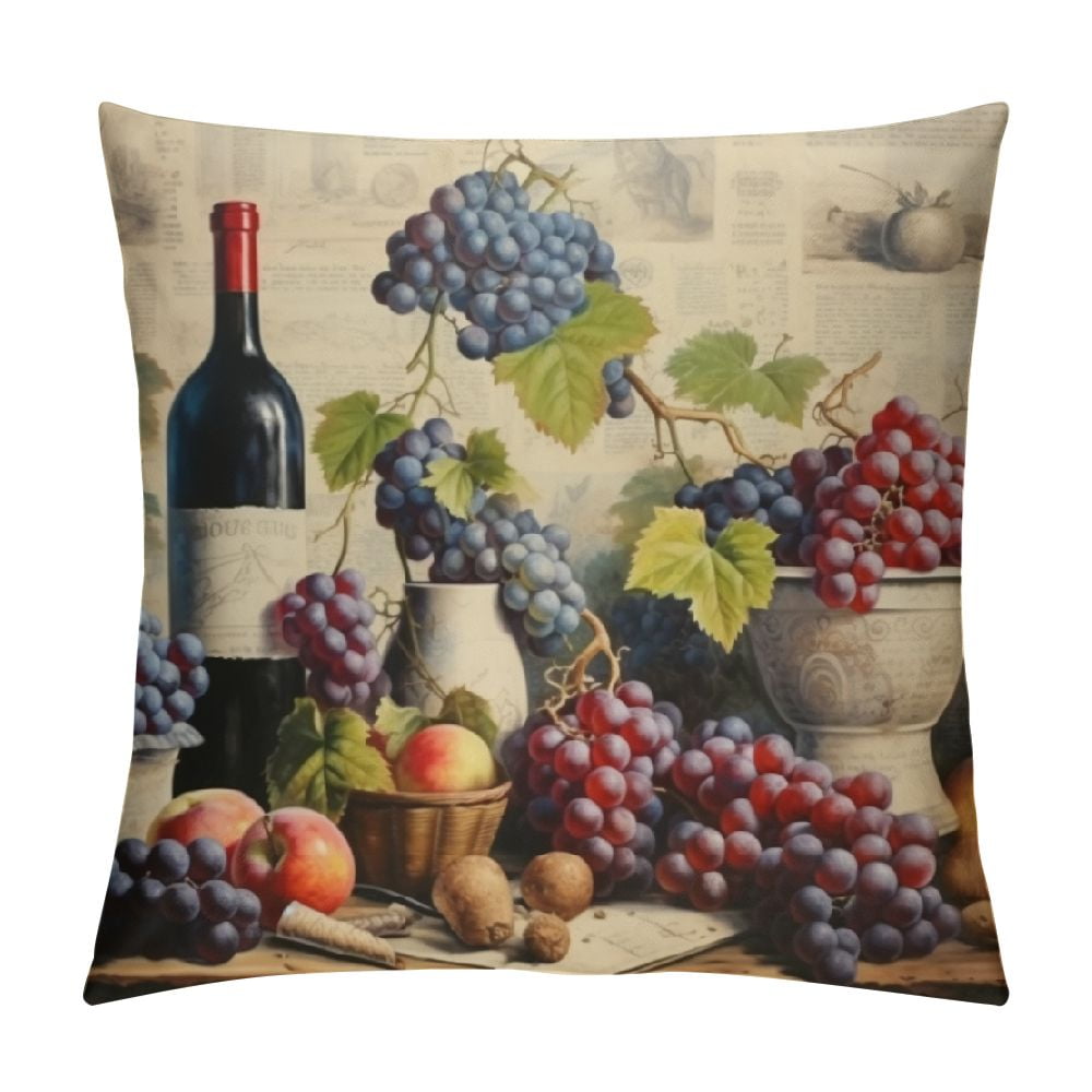 COMIO Pillow Protectors with Zipper Standard Retro Vintage Wine Pattern