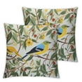 thumbnail image 1 of MLJA Pillowcases Thread Pillow Cases Standard Decorative Green Leaves Birds Print Pillow Cover Set of 2, 1 of 6