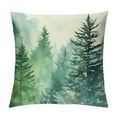 thumbnail image 1 of COMIO Pine Tree Throw Pillow Covers Watercolor Blue Green  Square Rustic Style Natural Forest Fog Print Decorative Pillowcase Spring Summer Cushion Cover for Home Sofa Bed Outdoor, 1 of 5