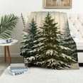 thumbnail image 1 of COMIO Pine Tree Winter Snow Green Forest Flannel Blanket (Universal 1) Durable and Long-lasting White, 1 of 6