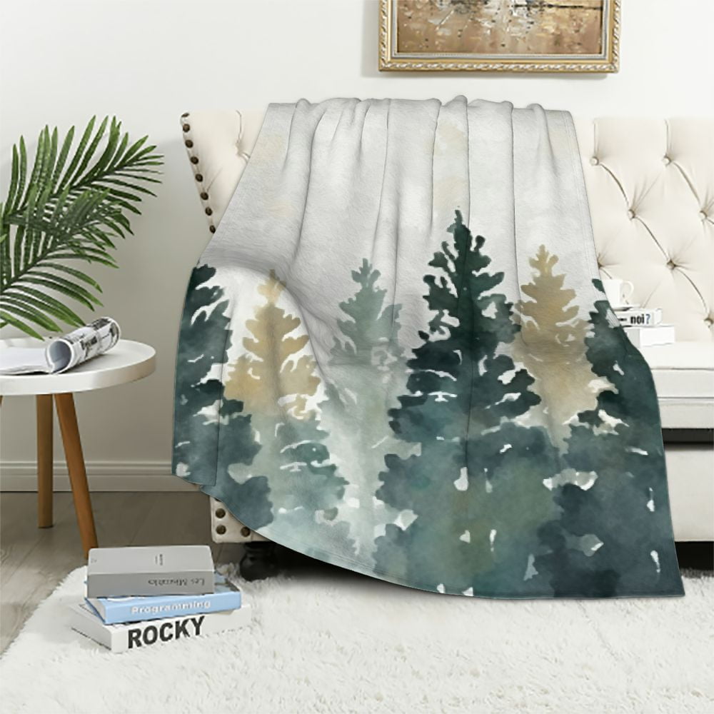 COMIO Pine Trees Forest Woodland Baby Blanket for Boys Gift Winter Flannel Nursery Bed Swaddle Receiving Blankets Soft Lightweight Newborn Toddler Infant Kids Crib Bedding Walmart