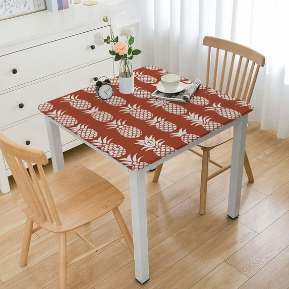 COMIO Pineapple Orange Square Tablecloth Great for Home Kitchen/Parties/Holiday Dinner White
