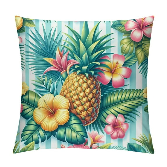 COMIO Pineapple Throw Pillow Covers Tropical Fruit Summer Decorative Pillows Soft Cushion Cases for Outdoor Couch Sofa Bed Home Decor