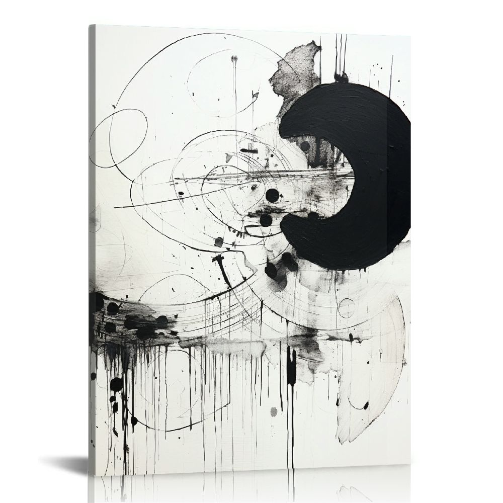 COMIO Pinetree Art Black and White Abstract Canvas Wall Art Prints ...