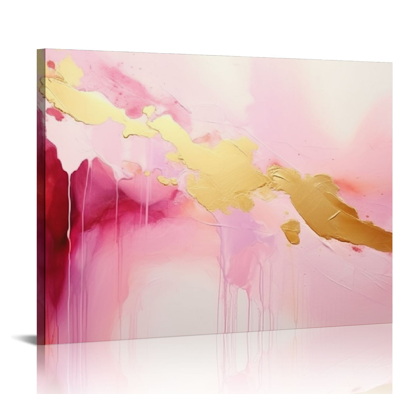 COMIO Pink Canvas Wall Art, Abstract Picture Print, Pink Marble