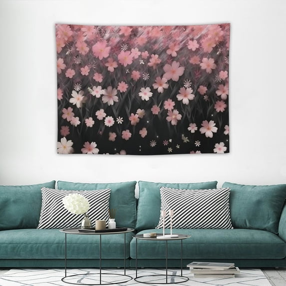 COMIO Pink Cherry Flowers Wall Tapestry 40x30 Inch Floral Sky Spring Backdrop Hanging Polyester Home Decor for Bedroom Living Room Dorm