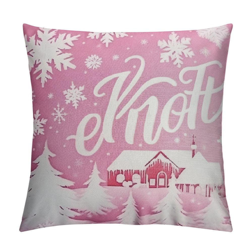 COMIO Pink Christmas Throw Pillow Covers 18x18 Snowflake Pillow Covers