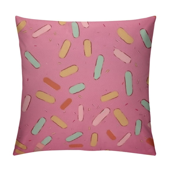COMIO Pink Donut Glaze Throw Pillow Cover Ice Cream Top and Chocolate Decorative Colorful Sprinkles Pillow Covers Square Soft Couch Cushion Case for Bedroom Sofa Home Decor
