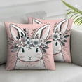 thumbnail image 1 of COMIO Pink Easter Pillow Covers,Pink Bunny Pillow Decorative for Sofa,Easter Gifts for Friends Family,Bunny with Flowers Pillow Covers,Pillow Covers Decor for Living Room Bedroom Sofa,2 pcs White, 1 of 6