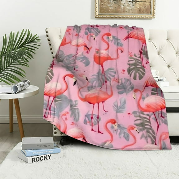 COMIO Pink Flamingo Blanket Flamingo Gifts for Women Girls Cute Flamingo Decor for Flamingos Lovers Warm Soft Plush Flannel Throw Blanket Bed Sofa Bedroom Christmas Birthday Gifts