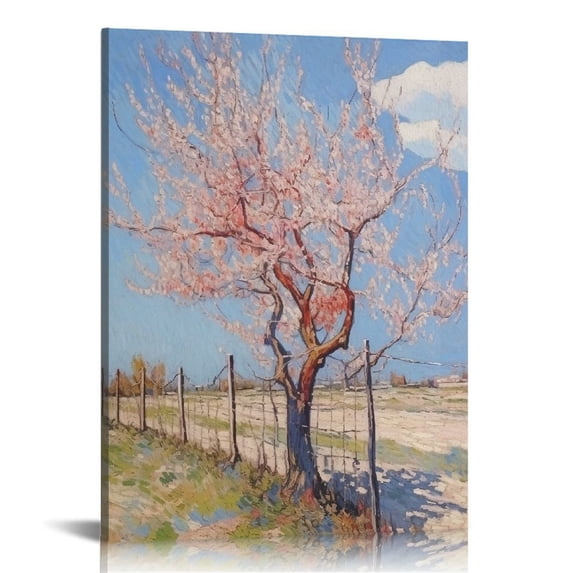 COMIO  Pink Peach Tree in Blossom painting Reproductions Giclee Canvas Prints Wall Art for Home Decor