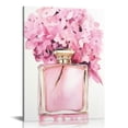 thumbnail image 1 of COMIO Pink Perfume Bottle Rose Flowers Canvas Wall Art Fashion Aesthetic Makeup Glitter Bathroom Wall Decor - Framed Modern Paris Coco Painting Pictures For Bedroom, 1 of 4