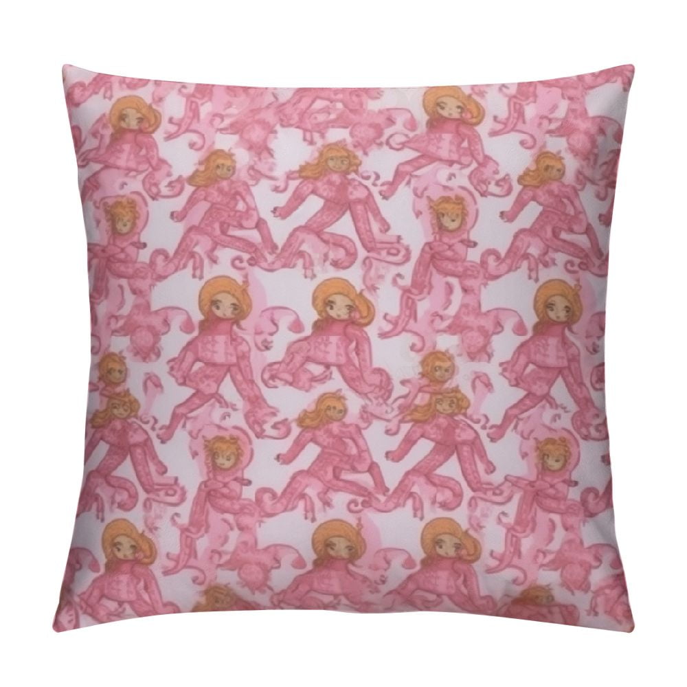 COMIO Pink Rabbit Monkeys Throw Pillow Cover Preppy Decorative Pillows