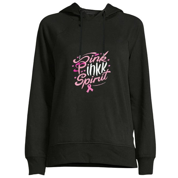 COMIO Pink Ribbon Pumpkin Spirit Women Hoodie Long Sleeve Shirts Sweatshirt for Women Black