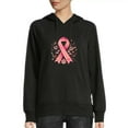 thumbnail image 1 of COMIO Pink Ribbon Thrasher Hoodie Women's Loose Fit Soft Pullover Hooded Sweatshirt with Pocket Support Ribbon Shirt Black, 1 of 4