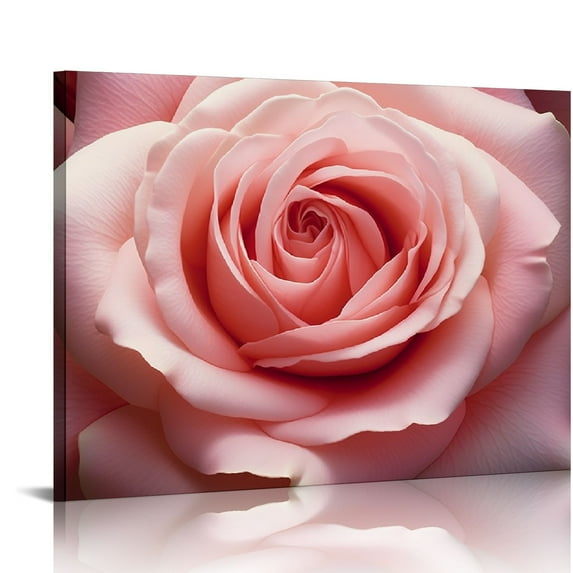 COMIO Pink Rose Canvas Wall Art, Blooming Beautiful Flower Photo Picture Vintage Neutral Rose Poster Print for Study Dining Room Decor