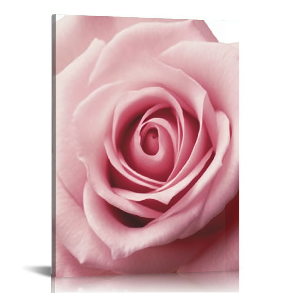 COMIO Pink Rose Close Up Canvas Wall Art Blush Pink Room Decor Misty ...