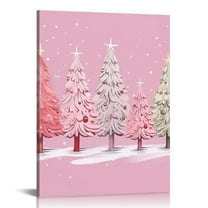 COMIO  Pink tree Wall Art Prints,Merry Christmas Winter Wall Art Decor,trees Canvas Wall Prints,Decoration for Home Living Room Bedroom