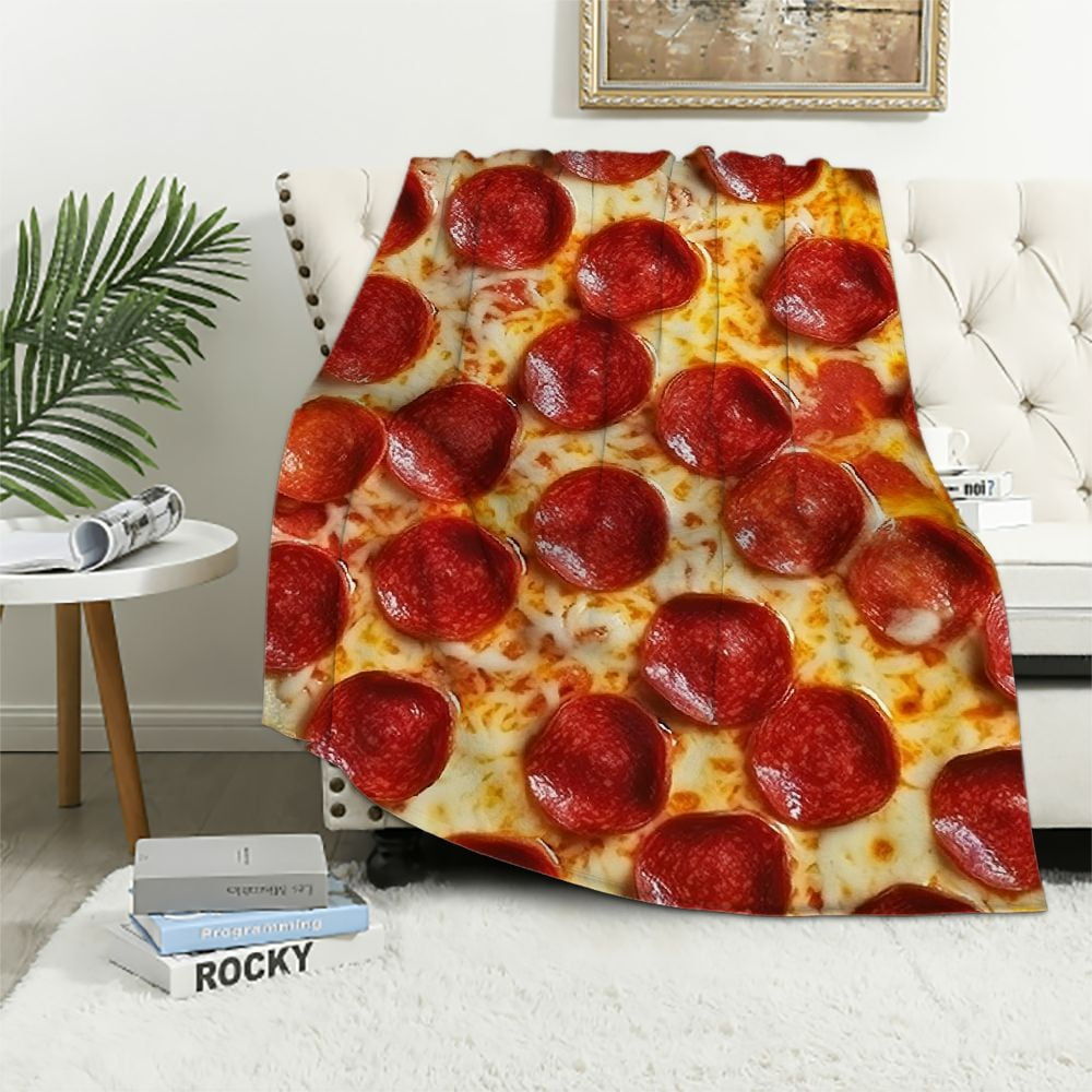 COMIO Pizza Blanket Adult Kdis Size Double Sided Funny Realistic