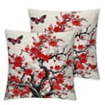 thumbnail image 1 of COMIO  Plum Blossom Floral Throw Pillow Cover Set of 2 Cases Branch Foliage Butterfly Cherry Japanese Blossom Ink China Culture Classic Outdoor Decor Pillowcase Home Square, 1 of 6