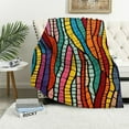 thumbnail image 1 of COMIO  Plush Sherpa Throw, Soft Fuzzy Velvet Warm Winter Blanket for Kids Adults, Luxury Flannel Thick Blanket for Sofa Couch Bed, Wavy Bohemian Print, 1 of 6