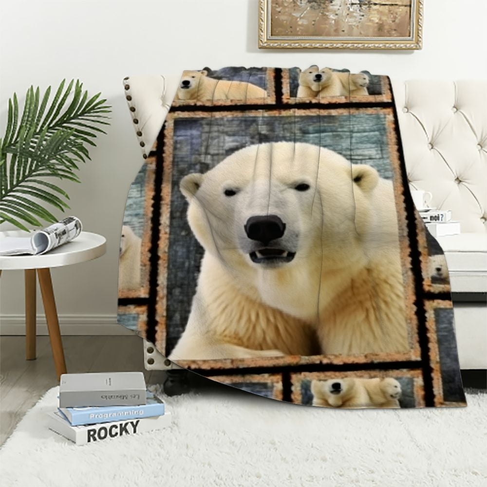 COMIO Polar Bear Blanket for Men Women, Polar Bear Gifts for Polar Bear