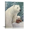 thumbnail image 1 of COMIO  Polar Bear &amp; Cub Winter Scene Canvas Wall Art, 1 of 4