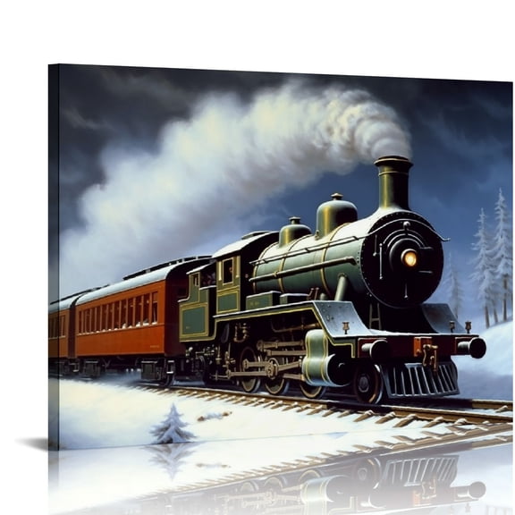 COMIO Poster Modern Artwork Decoration Steam Train Station Painted by Rembrandt for Home Decor
