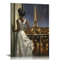 thumbnail image 1 of COMIO Posters &amp; Prints Fashion African American Woman in Paris Painting Poster Canvas Wall Art Prints for Wall Decor Room Decor Bedroom Decor Gifts Posters, 1 of 4