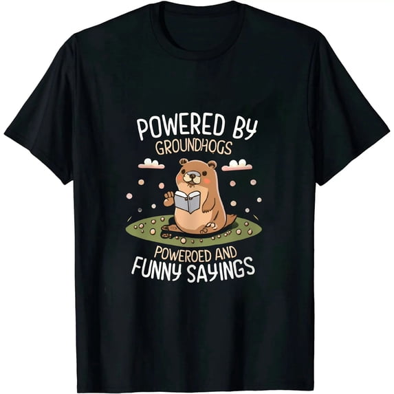 COMIO Powered By Groundhogs And Funny Sayings Groundhog Gift T-Shirt