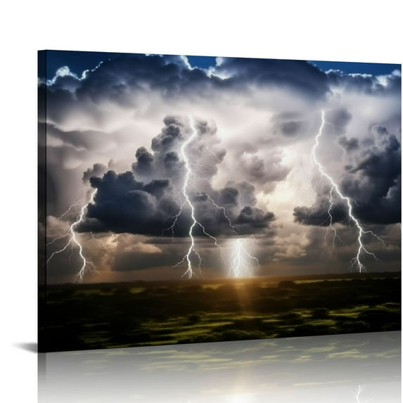 COMIO Powerful Thunderstorm Storm Lightning Extreme Weather Poster Canvas Poster Wall Art Decor Print Picture Paintings for Living Room Bedroom Decoration