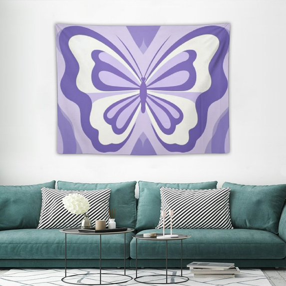 COMIO Purple Butterfly Tapestry Girls Cute Retro Abstract Groovy Y2K Danish Pastel Lavender Muted Lovely Funky Aesthetic Modern Preppy Wall Decor Bedroom Living Room Dorm Decor