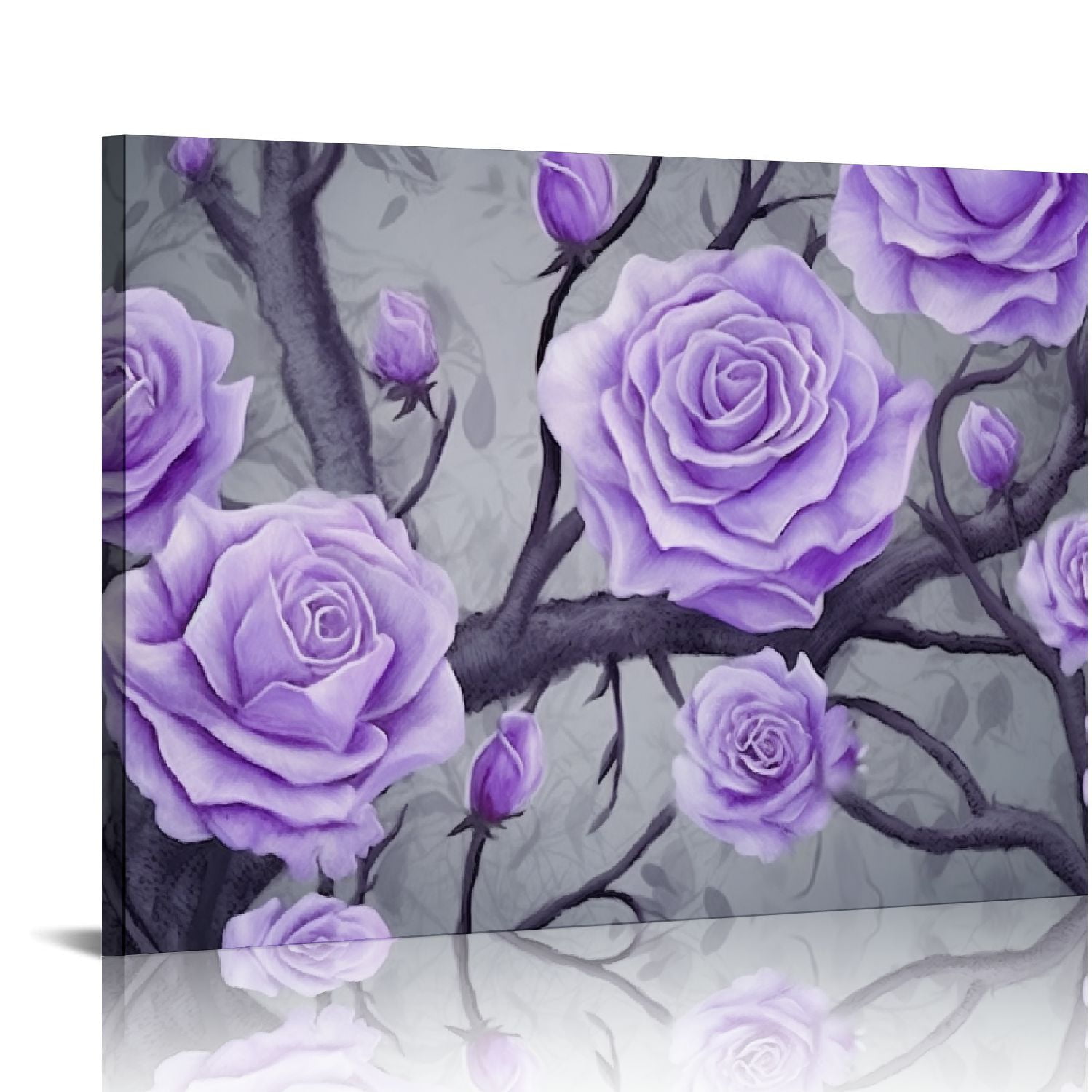 COMIO Purple Flower Wall Art Large Rose Canvas Painting Pictures ...