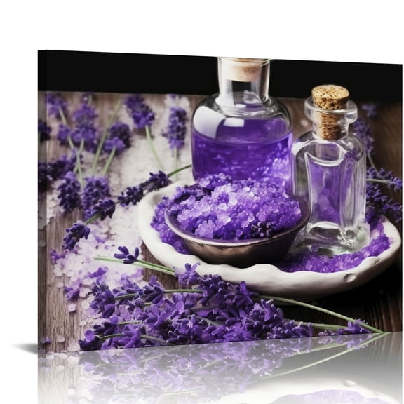 COMIO Purple lavender bathroom wall decor aromatherapy candles lavender canvas art wall framed Picture for bathroom spa room decorations