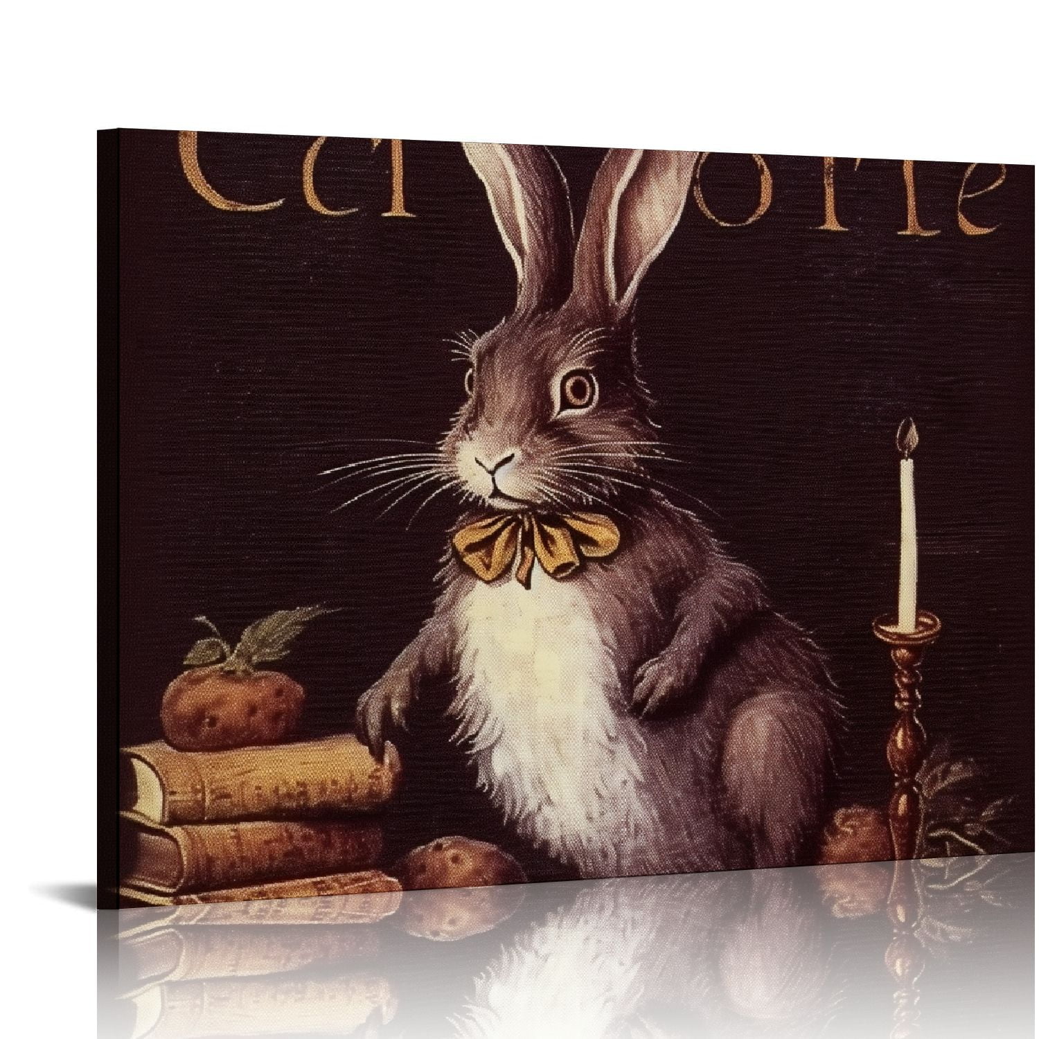 COMIO Rabbit Canvas Prints Wall Art, Wooden Arched Frame Hanging Plaque ...