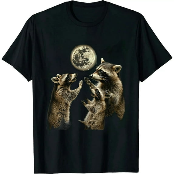 COMIO Raccoon Shirt | 3 Racoons Howling At Moon Funny Weird Cursed T-Shirt
