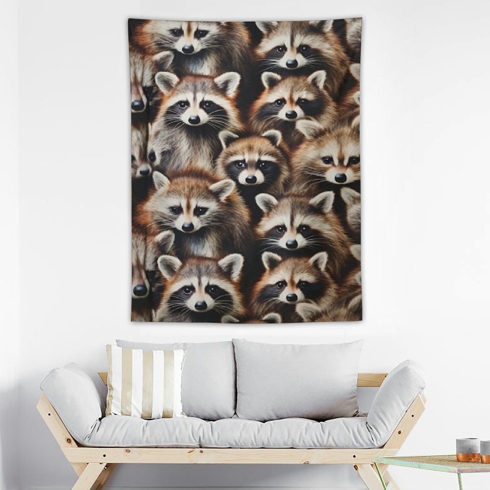 COMIO Raccoon Throw Blanket, 30x40 Inch Flannel Cute Raccoons Themed Stuffed Animal Throw, Soft