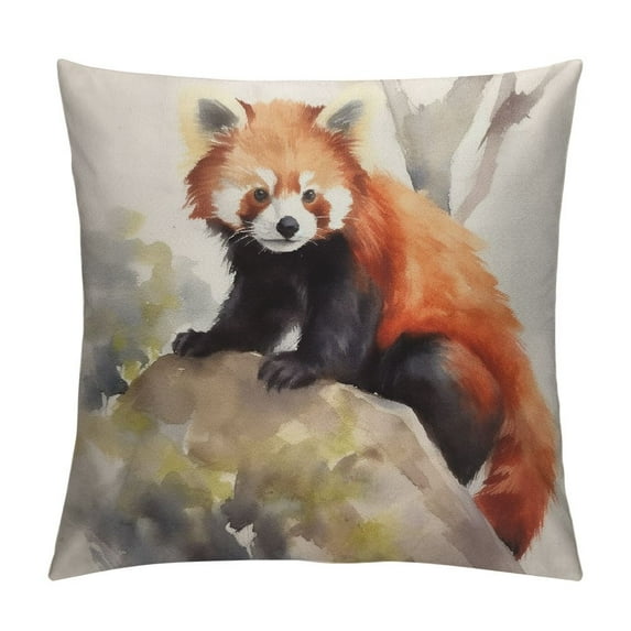 COMIO  Raccoon Throw Pillow Cover Hand Drawn Watercolor Painting Little Cute Animal Wildlife Nature Square Pillow Case Cushion Cover for Home Car Decorative