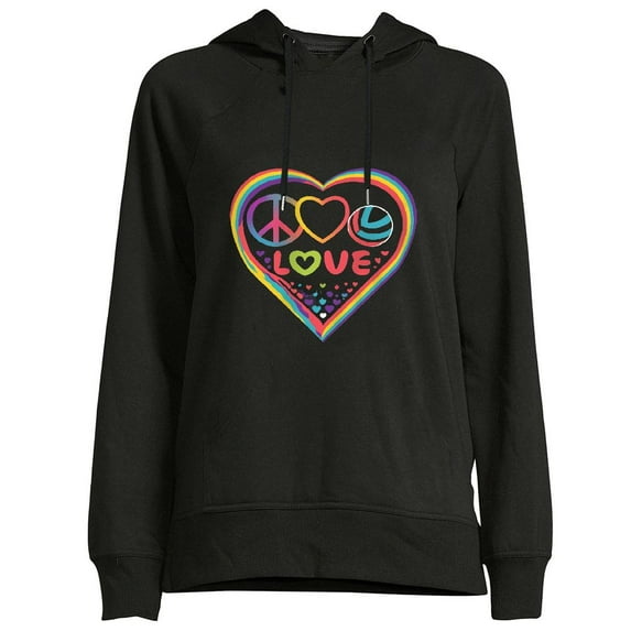 COMIO Rainbow Colors High Five, Heart and Volleyball Women Hoodie Black